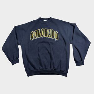 Vintage 90s Colorado Sweatshirt XL Tultex Superweight Made in USA Black Crew